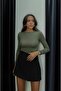 Khaki Boat Neck Sheer Blouse - 4