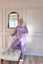 Lilac Bonjour Patterned Kangaroo Pocket Plush Fleece Pajama Set - 5