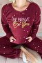 Burgundy Brave Patterned Kangaroo Pocket Plush Fleece Pajama Set - 5