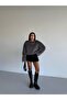 Women's Gray Crew Neck Fur Sweater - 2