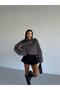 Women's Gray Crew Neck Fur Sweater - 3