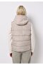 Regular Fit Hooded Zippered Lined Water Resistant Women's Ecru Vest - 2