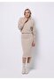 Regular Fit Stand Collar Plain Women's Beige Long Sleeve T-Shirt - 3