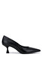 Women's Genuine Leather Black Heeled Shoes