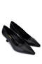 Women's Genuine Leather Black Heeled Shoes - 2