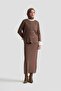 Trend Button Detailed Knitwear Set 25Ktd6118 Mocha