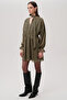 Regular Mini Gold Black Dress with Belted Waist and Long Sleeves - 3