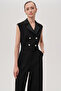 Sleeveless Belted Slim Fit Wide Leg Black Jumpsuit - 5