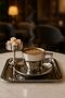Silver Coffee Presentation Set – Silver Coffee Cup, Turkish Delight Bowl and Tray - Luxury Coffee Set - Groom Coffee Set
