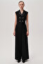 Sleeveless Belted Slim Fit Wide Leg Black Jumpsuit