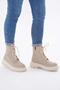 Beige Women's Boots Lace-Up Thick-Soled Boots - 7