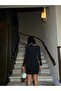 Imported Crepe Fabric Long Sleeve Low-Cut Waist Dress 582229 Black - 3