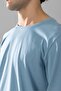 Men's Cotton Crew Neck Printed Long Sleeve Pajama Set 9806 Blue - 5