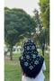 Black Printed Tassel Cotton Scarf for Writing – Casual and Dowry Writing Headscarf - 2