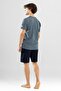 Men's Cotton Crew Neck Printed Short Sleeve Shorts Pajama Set 9801 Gray Melange - 5