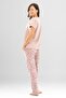 Women's Cotton Crew Neck Authentic Patterned Short Sleeve Pajama Set 9921 Powder - 7