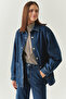 Regular Pocket Denim Indigo Jacket with Metal Button Detail - 2