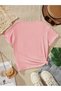 Women's Color Block Bear Pattern Crew Neck T-Shirt Oversize Loose Fit - 2