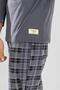 Men's Cotton Crew Neck Printed Long Sleeve Pajama Set 9804 Gray - 4