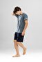 Men's Cotton Crew Neck Printed Short Sleeve Shorts Pajama Set 9801 Gray Melange - 6
