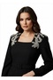 Women's Imported Tweed Fabric Stone Embroidered Lined Special Design Midi Dress - 3