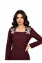 Women's Imported Tweed Fabric Stone Embroidered Lined Special Design Midi Dress - 4