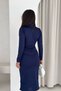 Women's V-Neck Gold Button Detailed Midi Dress Nbk4307 - 5