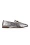 Sasha Women's Genuine Leather Buckle Detailed Stitched Ballerina Shoes B4188-Silver