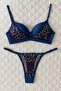 Bra Panty Set C Cup Unpadded Supported Lace Brode Adjustable Strap Underwear Set - 2