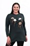 Women's Plus Size Crystal Fabric Crew Neck Floral Embroidered Slit Hijab Tunic