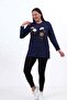 Women's Plus Size Crystal Fabric Crew Neck Floral Embroidered Slit Hijab Tunic - 3
