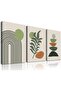 Boho Wall Art Set of 3 – Minimalist Leaf Sun Moon Canvas, Abstract Botanical , Sage Green, 40x60 cm