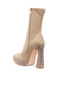 Women Lycra Rhinestone Detail Ankle Boots in Beige - 3