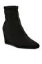 Women Microfiber Wedge Sock Boots in Black - 2