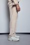 Men's Velvet Textured Baggy Fit Trousers Stone Color - 3