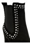 Women Studs Embellished High Ankle Boots in Black - 4