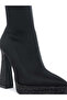 Women Lycra Rhinestone Detail Ankle Boots in Black - 5