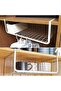 2 Pcs Silver Kitchen Under Shelf Storage Basket Large - Lightweight Metal Organizer Rack - 3