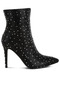 Women Rhinestones Embellished Stiletto Boots in Black