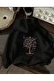 Oversize Unisex Women'S/Men's Hooded Sweatshirt with Butterfly Tree Print