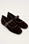 Women's Bitter Brown Suede Belted Comfortable Casual Stylish Simple Ballerinas - 6