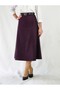 Belt Detail Midi Length Loose Purple Patterned Woven Skirt - 4