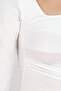 Women's Ecru Gathered Side Long Sleeve Asymmetrical Blouse Arm-26K042005 - 2