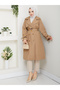Women's Lined Double-Breasted Collar Belted Trench Coat - 4