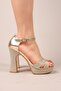 Si̇tka Glittered Cross Strap Platform Heeled Shoes Gold - 4