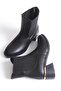 Women's Round Toe Double Elastic Daily Boots Ezra Black Skin - 5