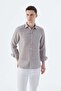 Brown Comfort Fit Striped 100% Linen Shirt