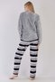 Women's Gray Color Welsoft Long Sleeve Crew Neck Straight Leg Pajama Set C0T8N0403 - 4