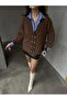 Women's Brown Gold Buttoned Cardigan Plush Textured 114 - 2