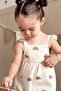Croissant Embroidered Girl's Jumpsuit Beige - 3